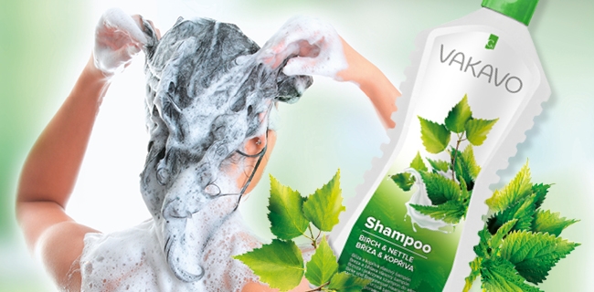 VAKAVO Vlasový šampon breza a žihľava