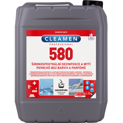 CLEAMEN 580 concentrate širokospektrálna dezinfekcia a umývanie povrchov bez farbív a parfumov