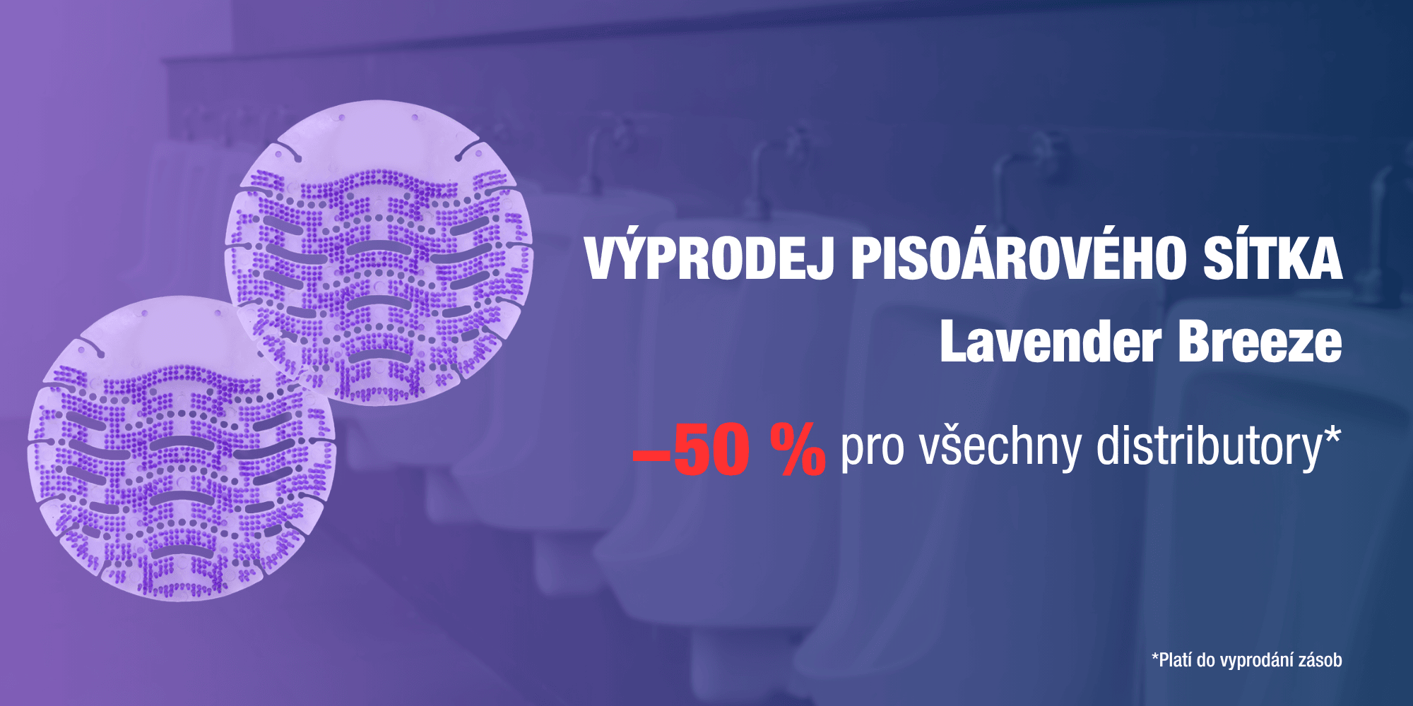 Výprodej pisoárového sítka Lavender Breeze – sleva 50 % pro distributory