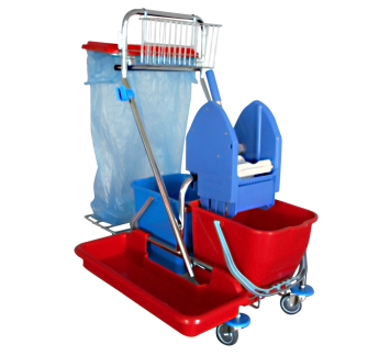 Cleaning trolley 2 x 17 l with trash bag